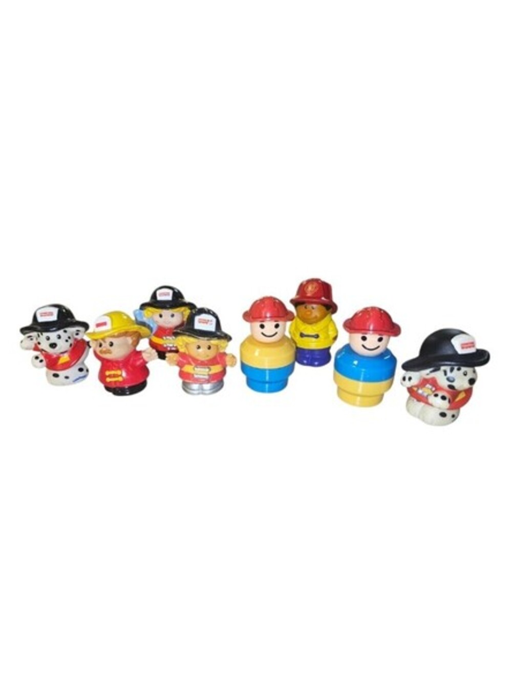 Fisher-Price Little People Firefighter And Dalmatian Dog Figures Lot x8 Vintage